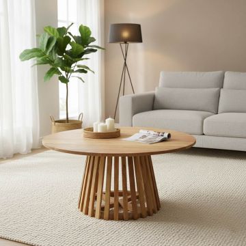 Masa de cafea Radiane Solid, design natural, lemn de acacia, 80x40 cm