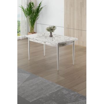 Masa, Hanah Home, Asfel, 130x78x77 cm, Marmură albă / Maro