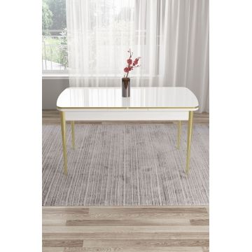 Masa, Hanah Home, Nira, 114x78x78 cm, Alb/Auriu