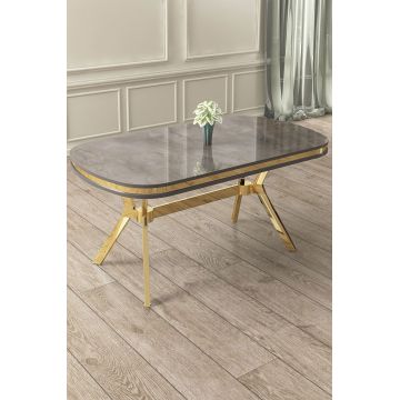 Masa, Hanah Home, Olya, 168x75x90 cm, Antracit / Aur