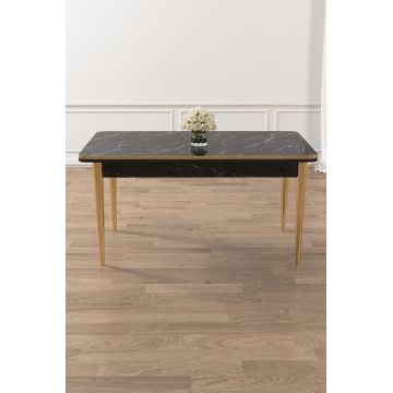 Masa, Hanah Home, Rewa, 110x76x70 cm, Marmură neagră / Aur