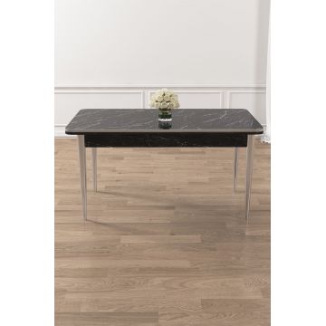 Masa, Hanah Home, Rewa, 110x76x70 cm, Marmură neagră / Crom