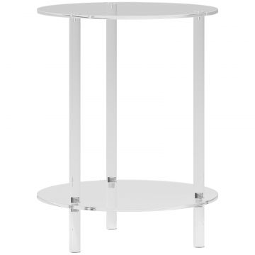 Masa Joasa Rotunda cu 2 Niveluri din Acrilic pentru Interior, O40x50 cm, Transparenta