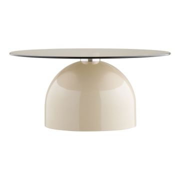 Măsuță de cafea bej rotundă cu blat din sticlă ø 70 cm Ravello – House Nordic