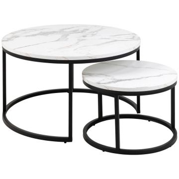 Măsuță De Cafea din metal, material pe bază de lemn, 80/80/45 cm