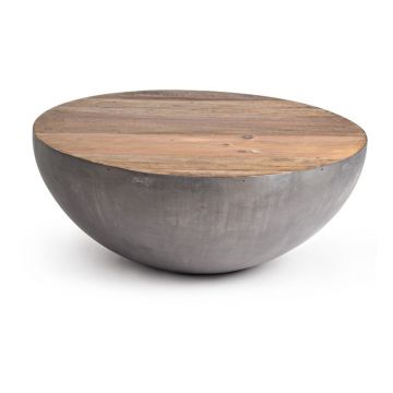 Măsuță de cafea gri/în culoare naturală rotundă din metal ø 90 cm Lancaster – Bizzotto