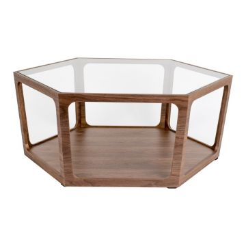 Măsuță de cafea în culoare naturală închisă cu blat din sticlă 80x92,5 cm Sita – Dutchbone