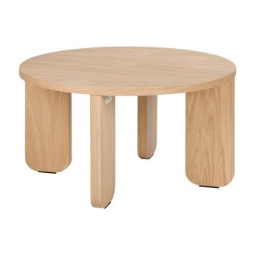 Măsuță de cafea în culoare naturală rotundă cu blat cu aspect de lemn de stejar ø 55 cm Kuvu – noo.ma