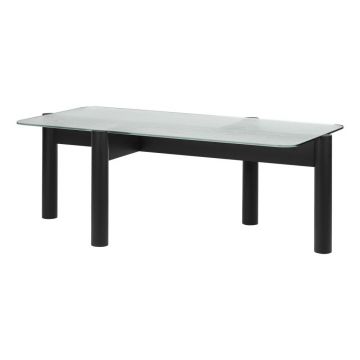 Măsuță de cafea neagră cu blat din sticlă 55x105 cm Kob – noo.ma
