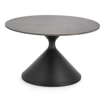 Măsuță de cafea neagră rotundă cu blat cu aspect de marmură ø 70 cm Joona – Bizzotto