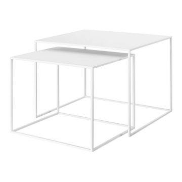 Măsuțe de cafea albe 2 buc. din metal 50x60 cm Fera – Blomus