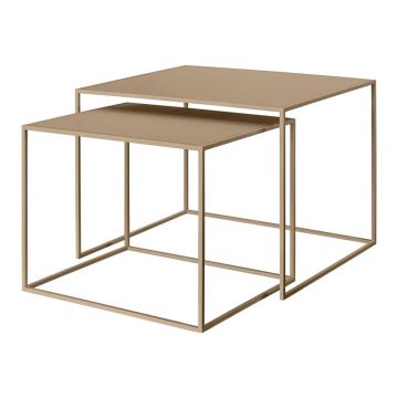 Măsuțe de cafea maro deschis 2 buc. din metal 50x60 cm Fera – Blomus