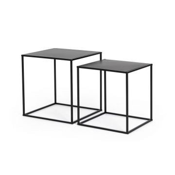 Măsuțe de cafea negre 2 buc. din metal 38x38 cm Alrik – Yes Everyday