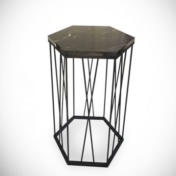 Masuta de cafea CETRUS, marmura + negru, 40x35x62 cm