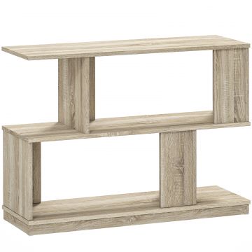 Masuta de cafea moderna in forma de S cu 4 rafturi 90x30x61 cm Lemn