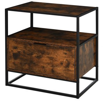 Masuta de Salon Moderna din Lemn Maro Inchis Cadru Negru