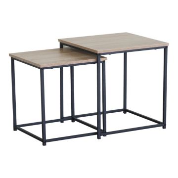 Set 2 bucati Masuta de cafea, Pakoworld, Negru, 40x40x50 cm