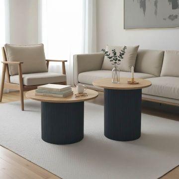 Set 2 masute de cafea Dovel Bej 70x70x50 cm