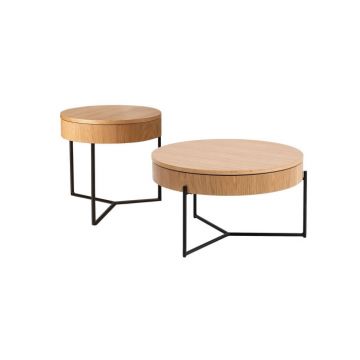 Set 2 masute de cafea ISLO, natural, 70x40 cm