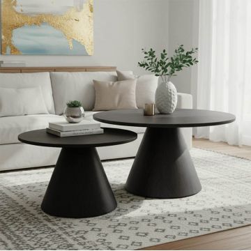 Set de 2 mese de cafea, Donda, Negru, compacte