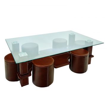 Set masa cafea cu tabureti Brown