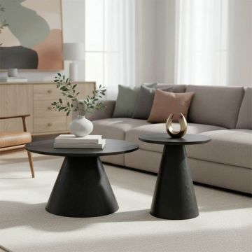 Set masa de cafea 2 piese Donda, Negru, compact și elegant