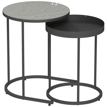 Set Rotund de Masute de Cafea Stivuibile - Gri