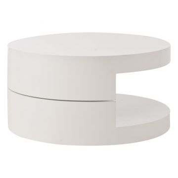 Masă de cafea cilindrică cu blat rotativ la 360°, Alb | Aosom Romania