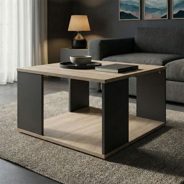 Masă de cafea cu funcție decorativă, Sonoma-Anthracite, Modern, Pal melaminat, 60x60x39 cm - SONOMA - ATHRACITE