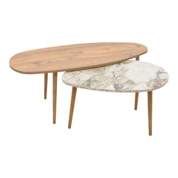 Masa de cafea din de Monty, Nuc - Stejar, 116x46x46 cm - Stejar
