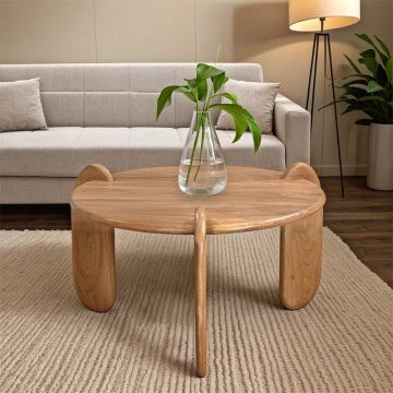 Masa de cafea Earten, Lemn de Acacia, Natur, 80x40 cm - Natur