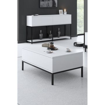 Masă de cafea Lord Bexley, alb - negru - alb - auriu - alb - argintiu, 90x60x40 cm - BlacknWhite