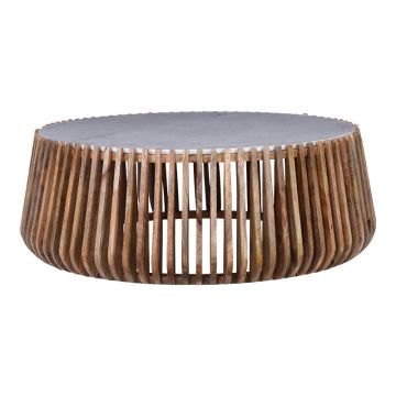 Masa de cafea Mable, cu blat de marmură, Lemn de Mango, Natur, 120x45 cm - Natur