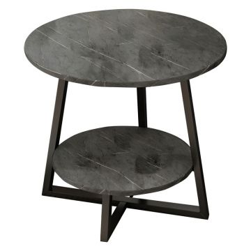 Masa de cafea Rota, Alb - Negru, 60x60 cm - Negru
