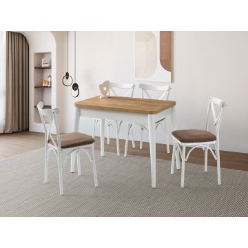 Masa extensibila, Hanah Home, Dolunay, 100x75x60 cm, PAL, Stejar / Alb