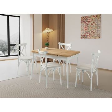 Masa extensibila, Hanah Home, Kent, PAL, Stejar / Alb