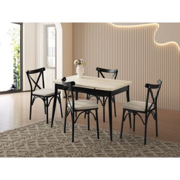 Masa extensibila, Hanah Home, Kent, PAL, Travertin / Negru