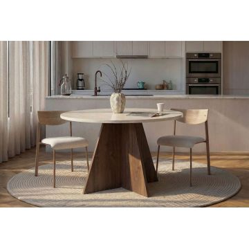 Masa, Hanah Home, Virella, 120x75x120 cm, PAL, Travertin / Nuc Venezia