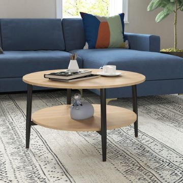 Masa Kody, metal Negru, Lemn, Natural, 80x45 cm