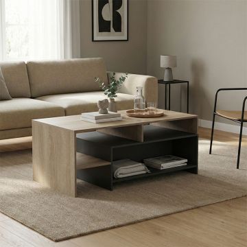 Măsuță de cafea Consa, Stil Sonome, Antracit, 120x60x52 cm - Stejar