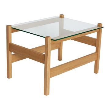 Măsuță de cafea în culoare naturală cu blat din sticlă 52x66 cm Ledge – Hübsch