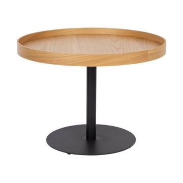 Măsuță de cafea în culoare naturală rotundă cu blat cu aspect de lemn de stejar ø 56 cm Yuri M – White Label