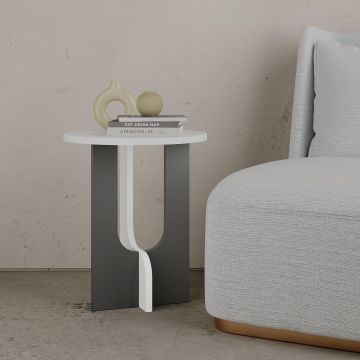 Masuta Cafea Lateral Luna Twist, Alb, 40x47x40 cm - Antracit alb