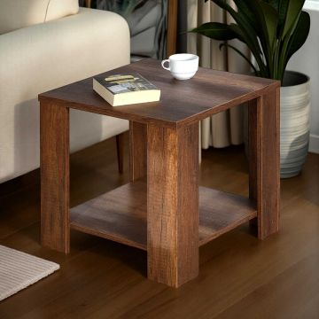 Masuta Cafea Laterala SHP-550-FF-1 Home Collection® New Line, Maro - Natur - Stejar, 50x48x50 cm - Maro