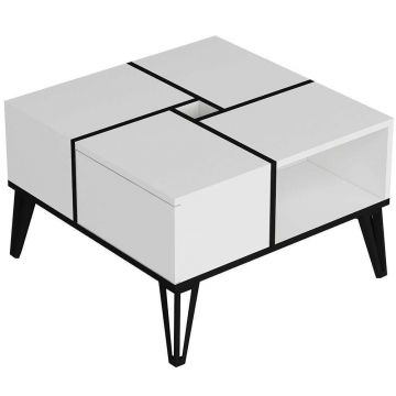 Masuta De Cafea Dursun cu 4 Compartimente, 72x44x72 cm - Alb