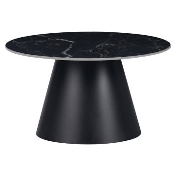 Masuta de cafea Fabrin neagra din piatra sinterizata si metal, negru, 70x70x40 cm - Negru