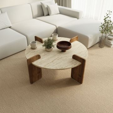 Masuta de cafea, Hanah Home, Avoure, 90x35x90 cm, PAL MELAMINAT, Travertin / Nuc