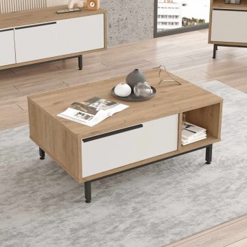 Masuta de cafea, Hanah Home, Boh2-Sw, 90x37.6x60 cm, PAL, Natural/Alb