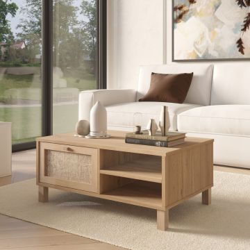 Masuta de cafea, Hanah Home, Dune, 90x38.6x60 cm, PAL, Stejar