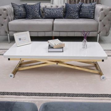 Masuta de cafea, Hanah Home, Home Ext, MDF, Alb/Auriu